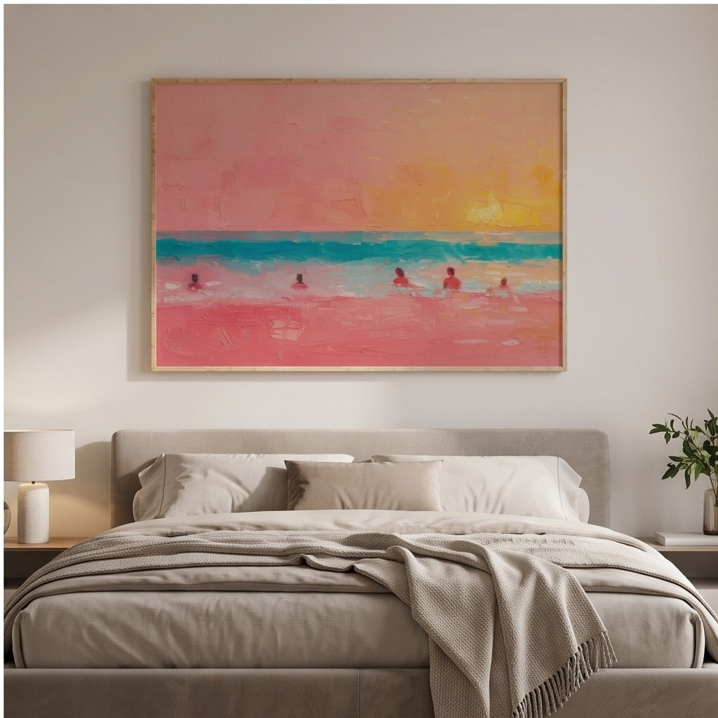 Pink Coastal Beach Wall Art #TO225