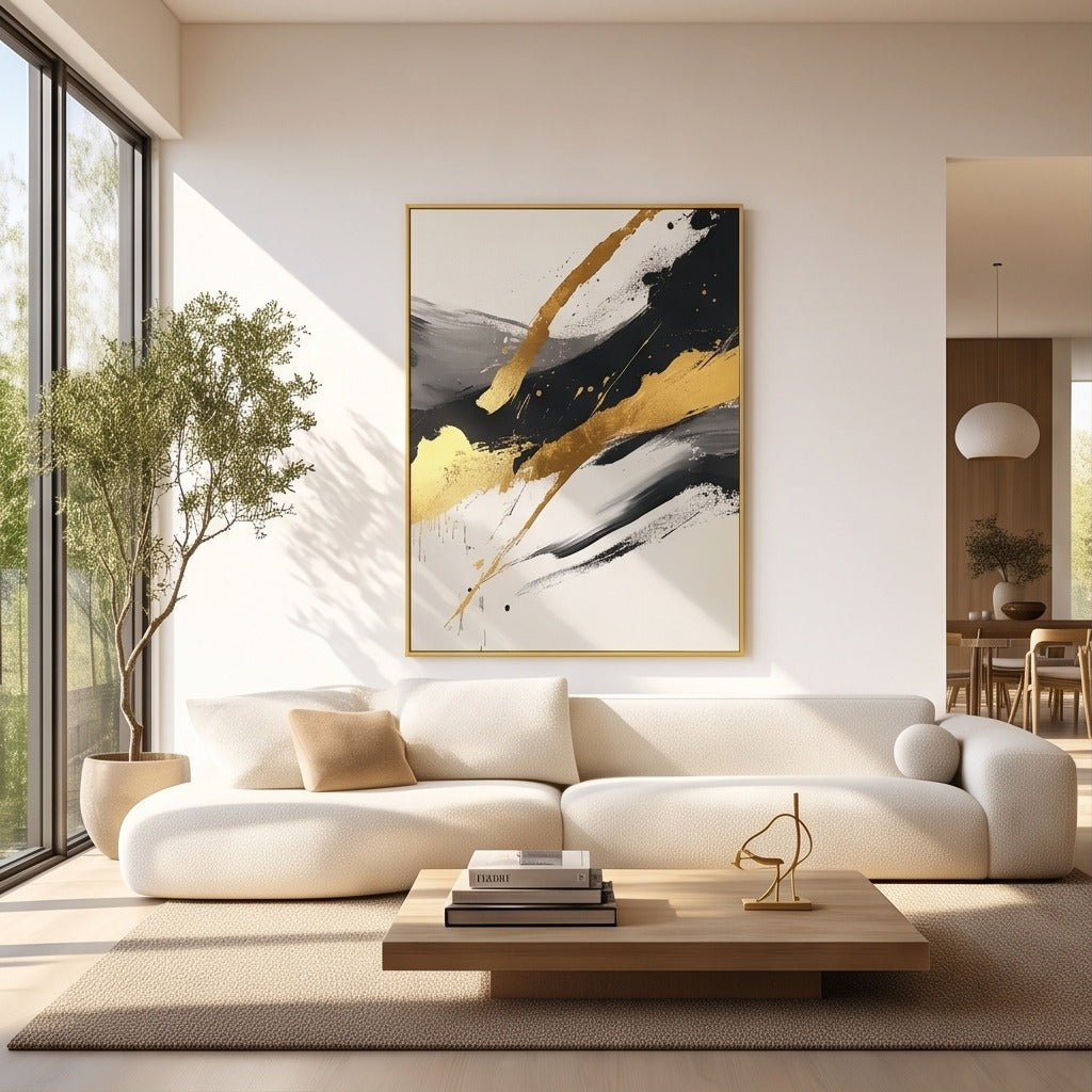 Black Gold Abstract Wall Art #TO118
