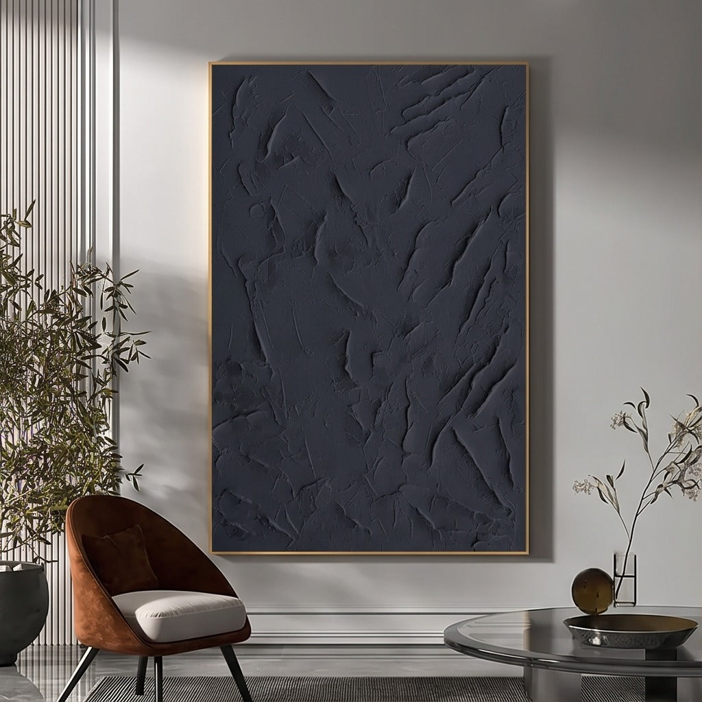 Black Textured Abstract Wall Art #TO197