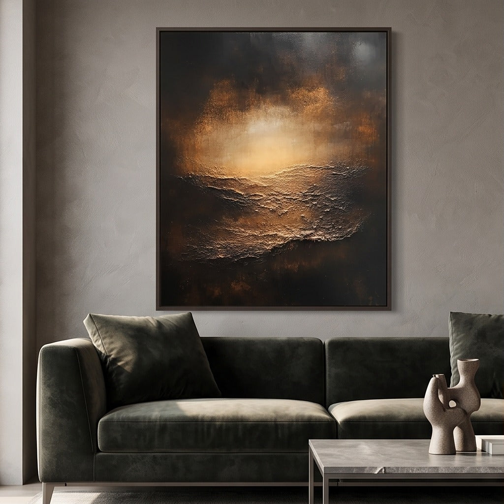 Black & Gold Textured Abstract Wall Art #TO036