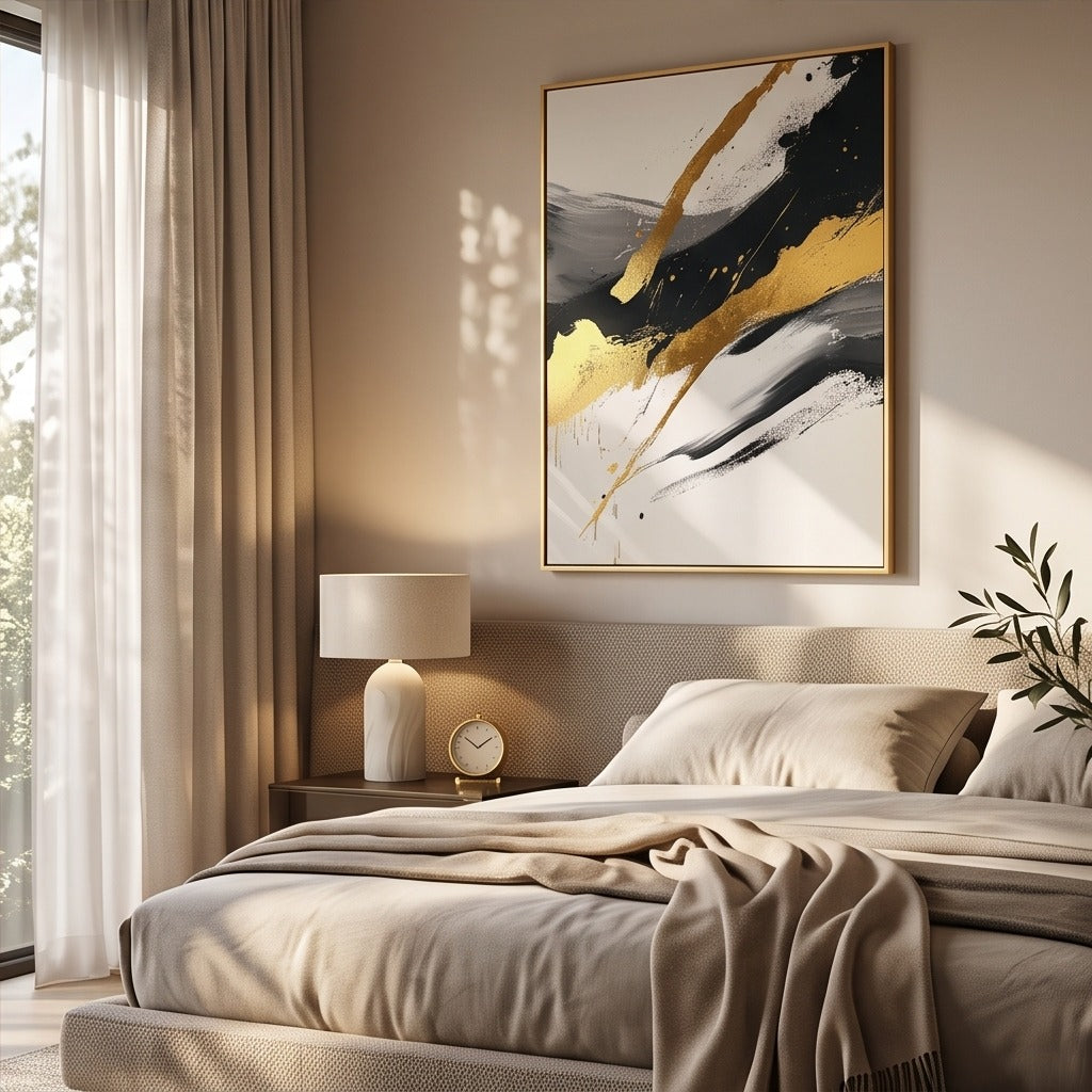 Black Gold Abstract Wall Art #TO118