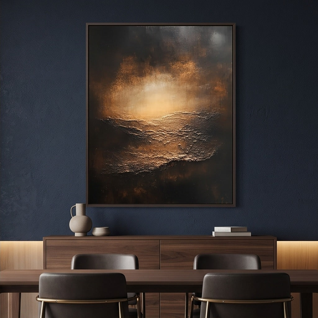 Black & Gold Textured Abstract Wall Art #TO036