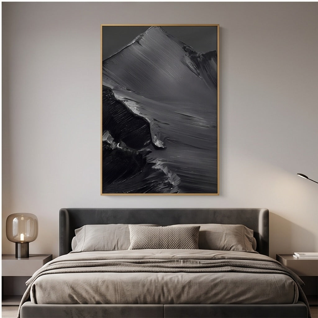 Black Gray Textured Abstract Wall Art #TO146