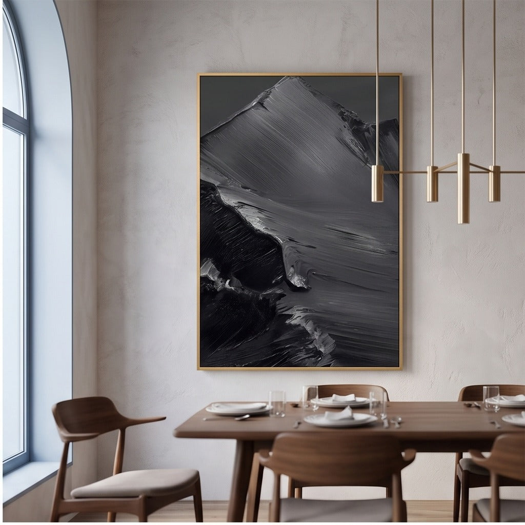 Black Gray Textured Abstract Wall Art #TO146