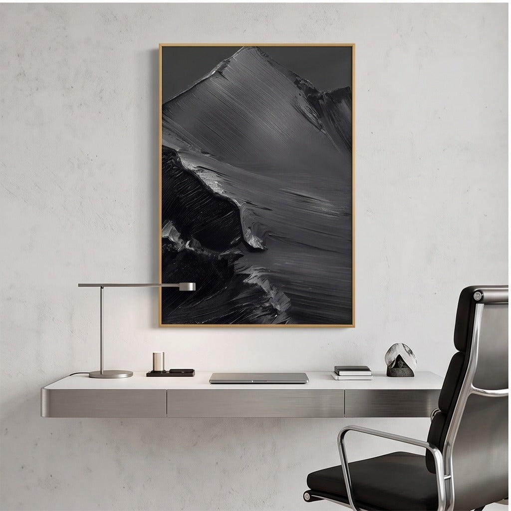 Black Gray Textured Abstract Wall Art #TO146