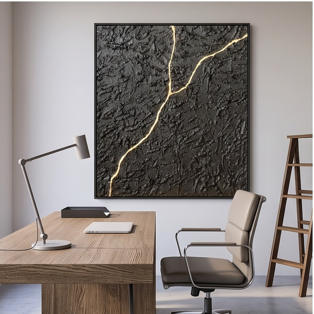 Black Textured Abstract Wall Art #TO560