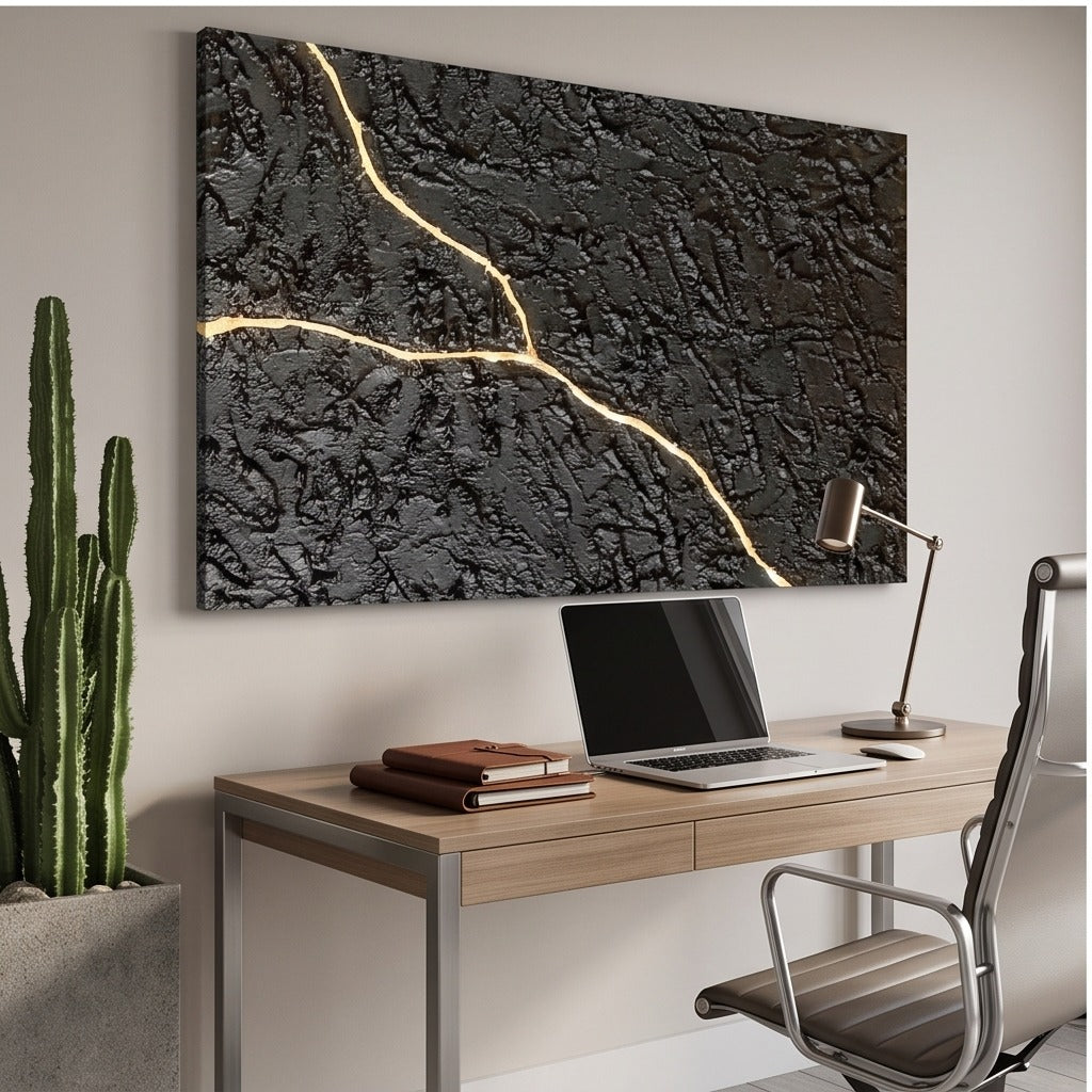 Black Textured Abstract Wall Art #TO384