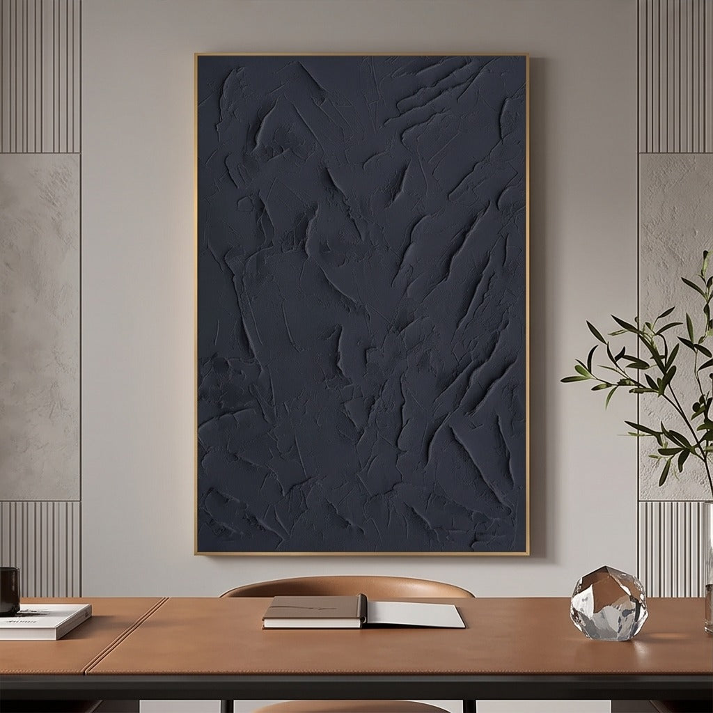 Black Textured Abstract Wall Art #TO197