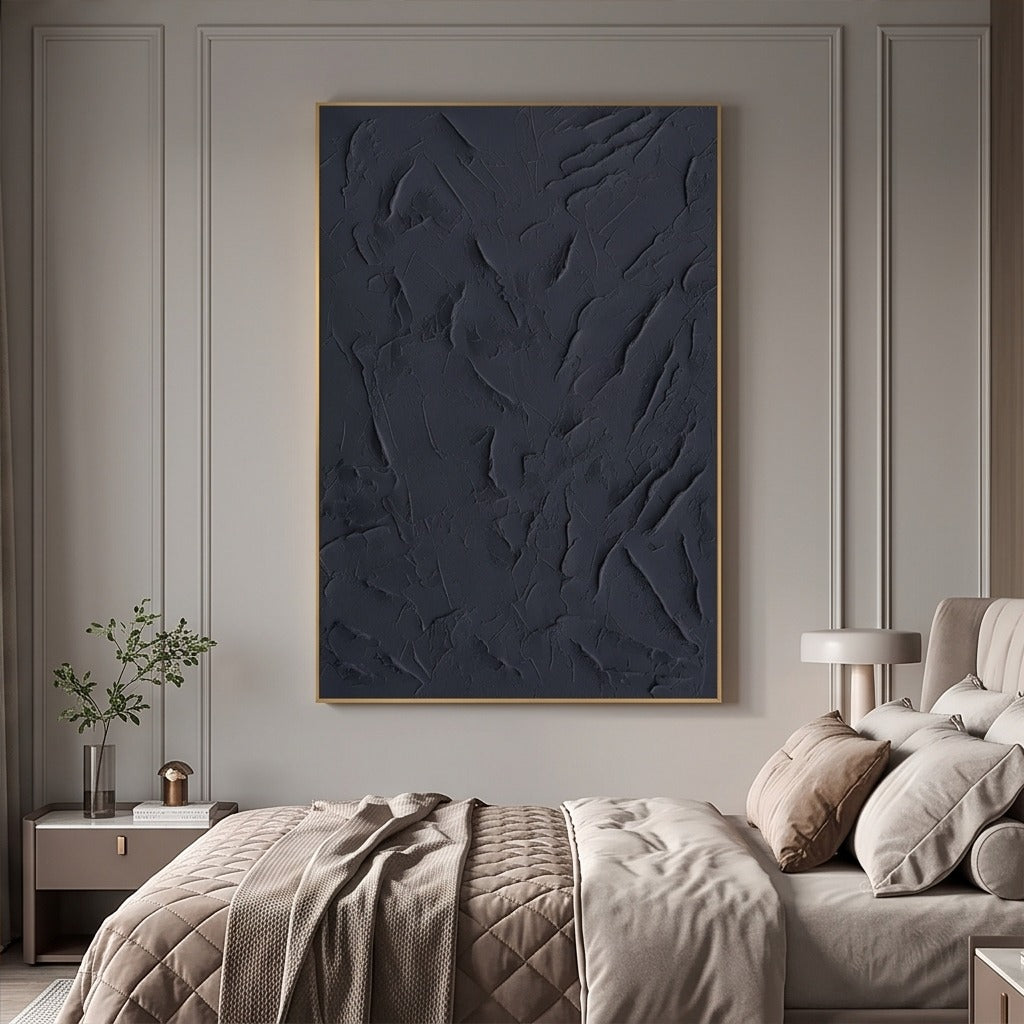 Black Textured Abstract Wall Art #TO197