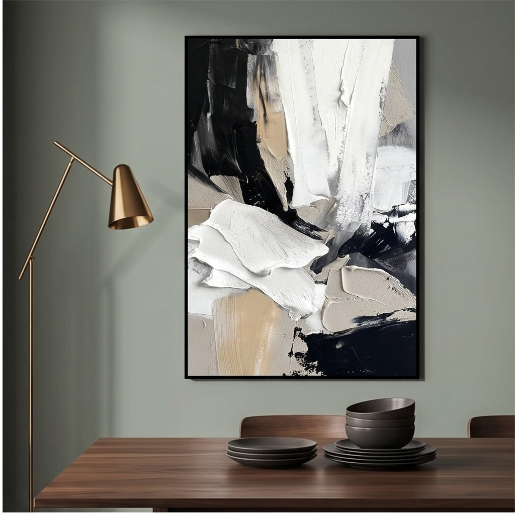 Black White & Beige Abstract Wall Art #TO596