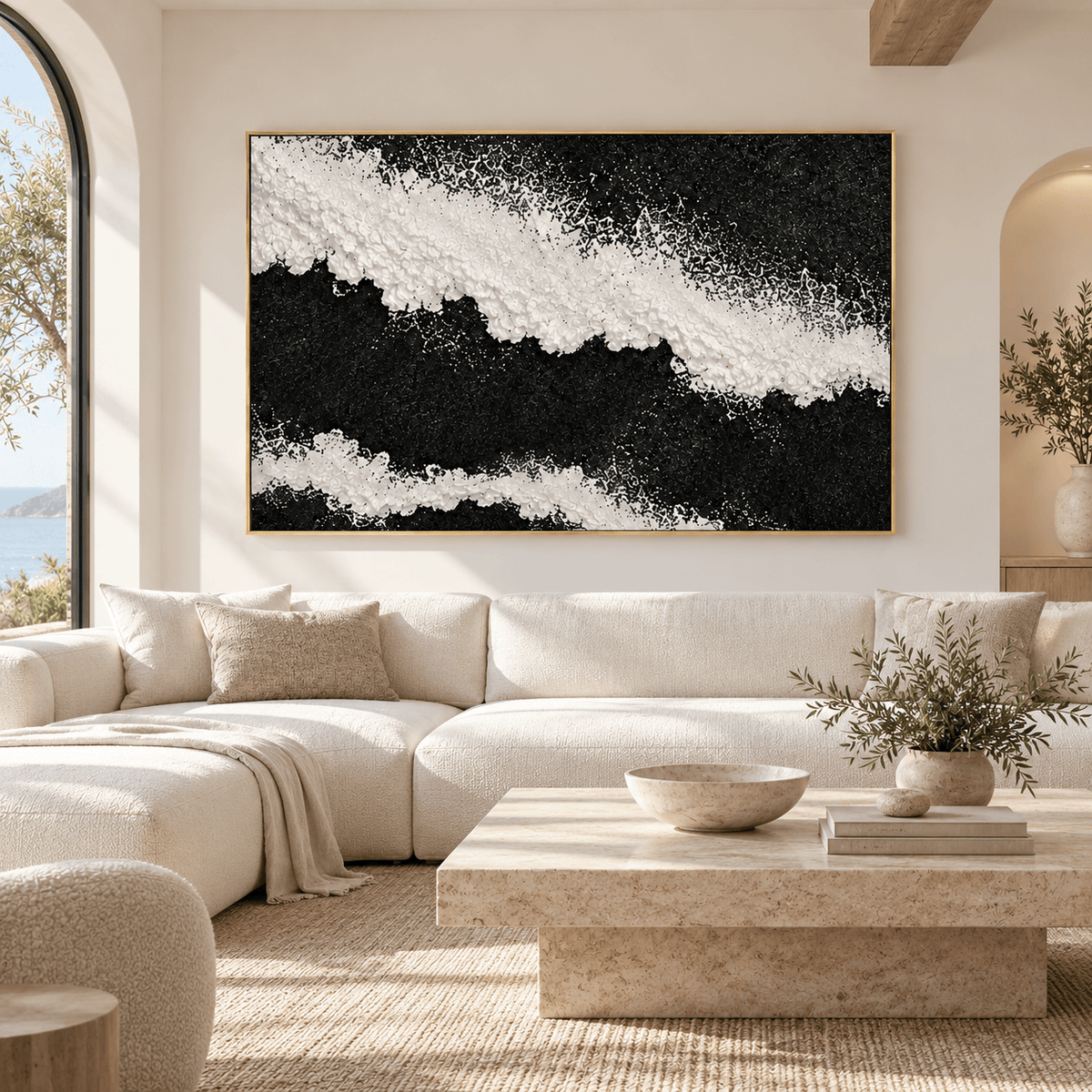 Black and White Textured Abstract Wall Art #TO355