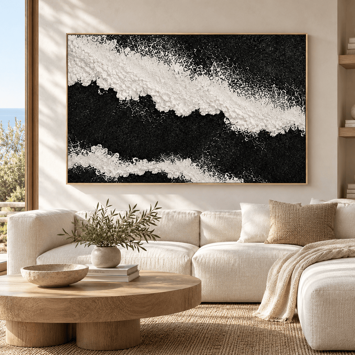 Black and White Textured Abstract Wall Art #TO355