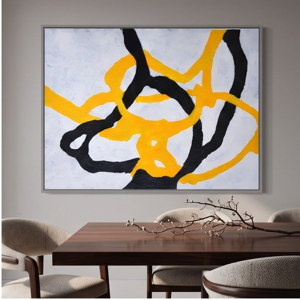 Black and Yellow Abstract Wall Art #TO868