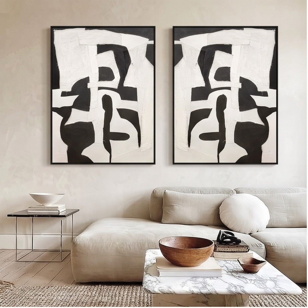Black and White Abstract Wall Art Set #TO160