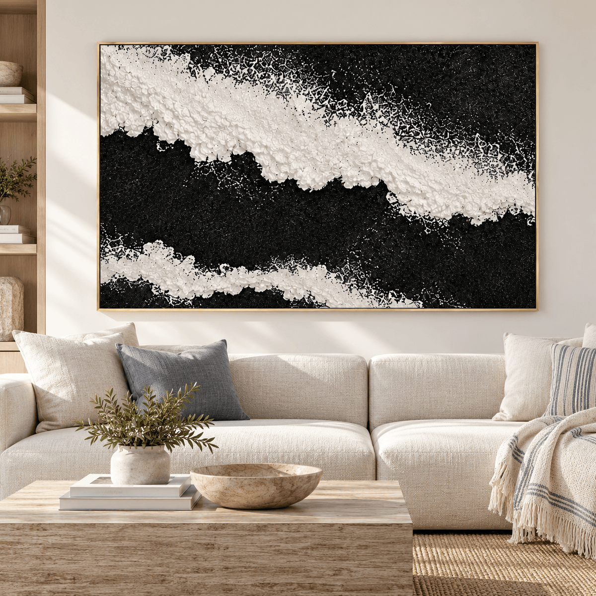 Black and White Textured Abstract Wall Art #TO355