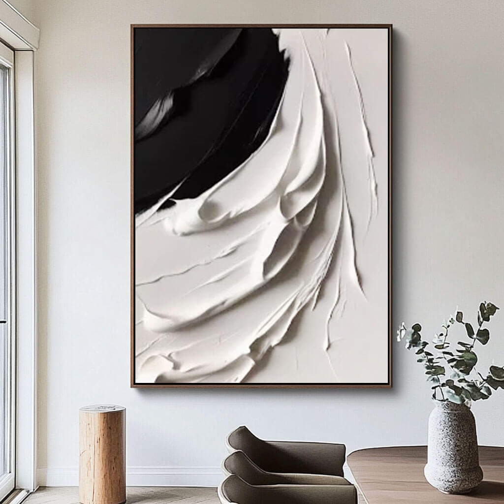 Black and White Textured Abstract Wall Art #MT818