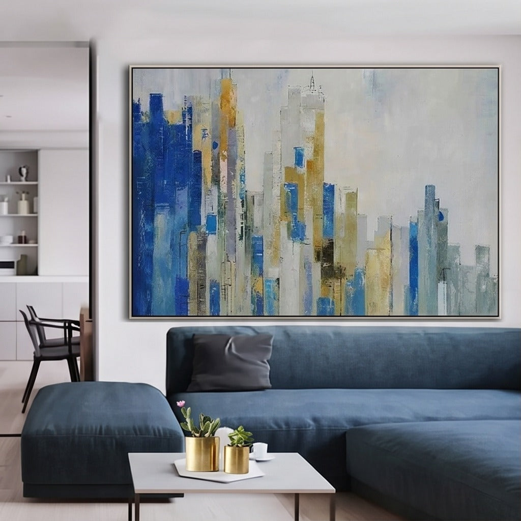 Blue Abstract Cityscape Wall Art #TO008