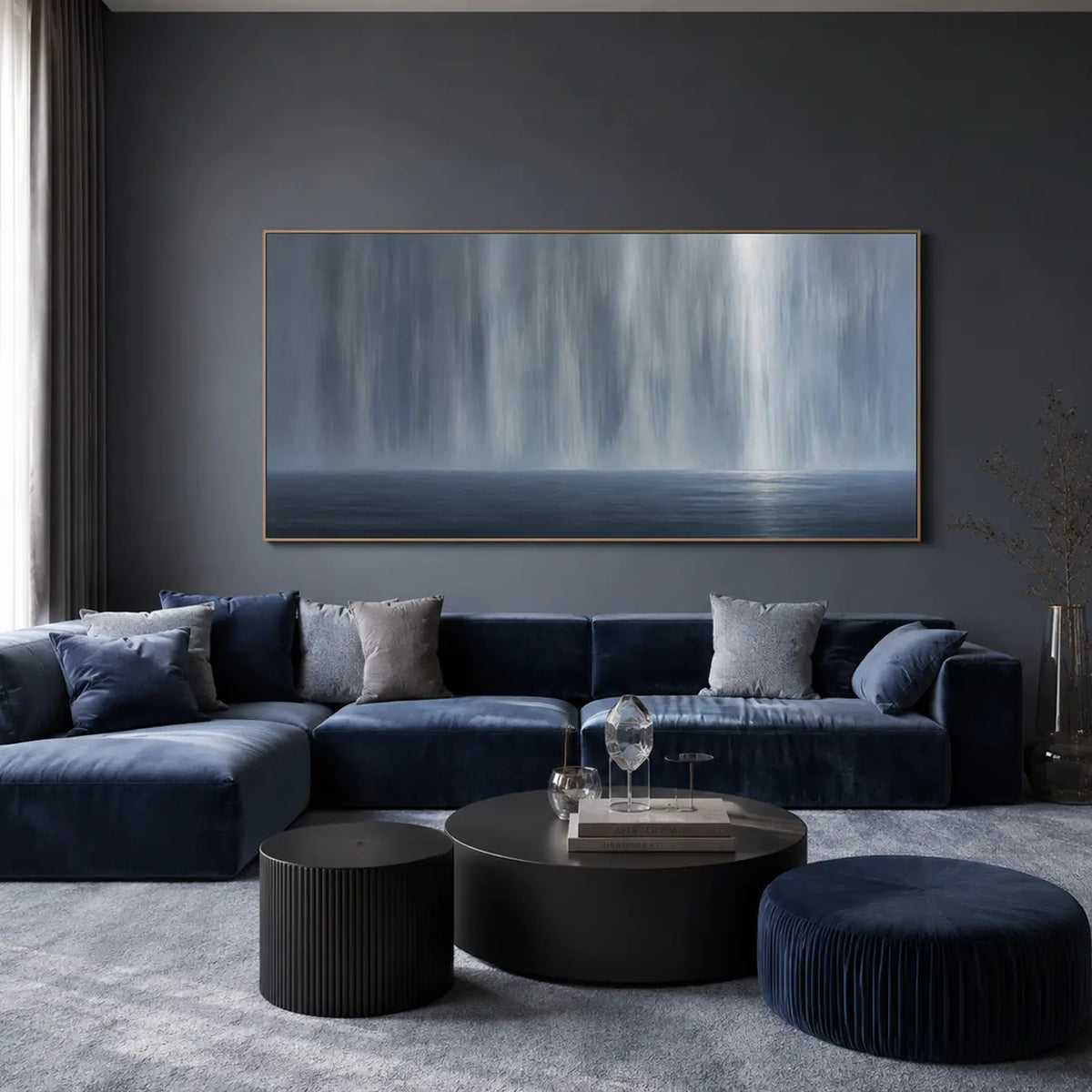 Blue Gray Abstract Seascape Wall Art #TO043