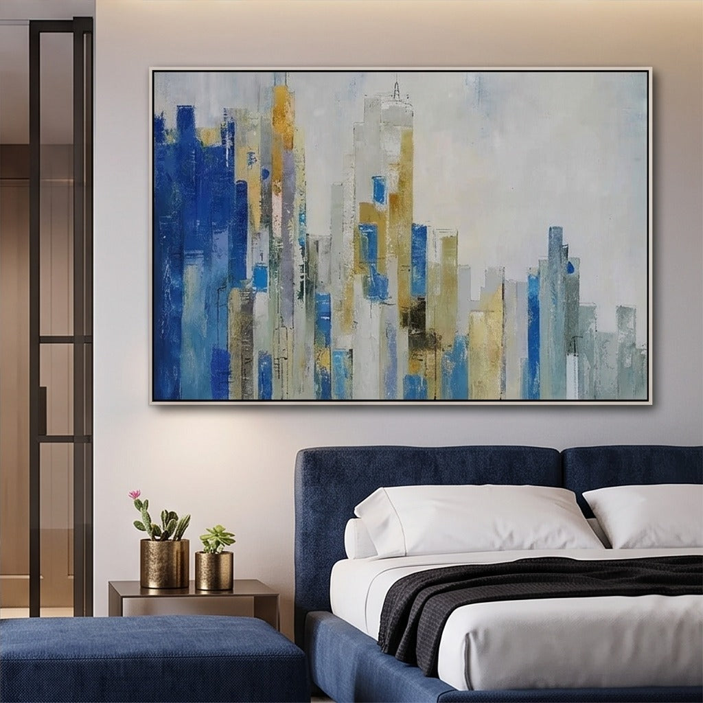 Blue Abstract Cityscape Wall Art #TO008