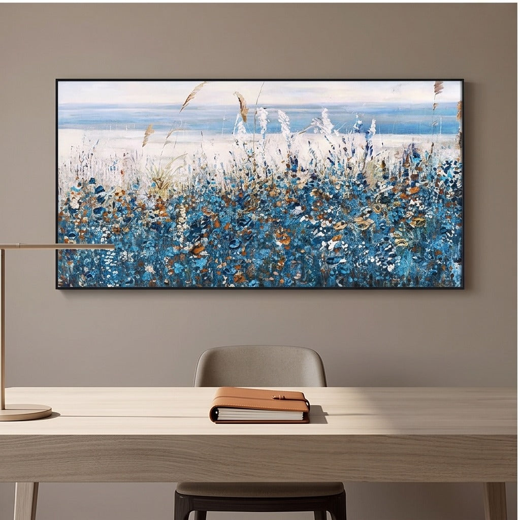 Blue Abstract Coastal Landscape Wall Art #TO127