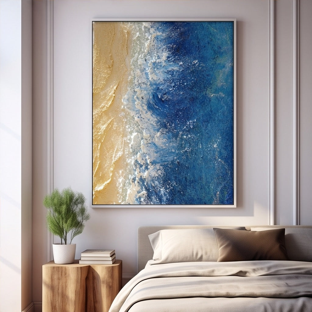 Blue & Gold Coastal Abstract Wall Art #TO848