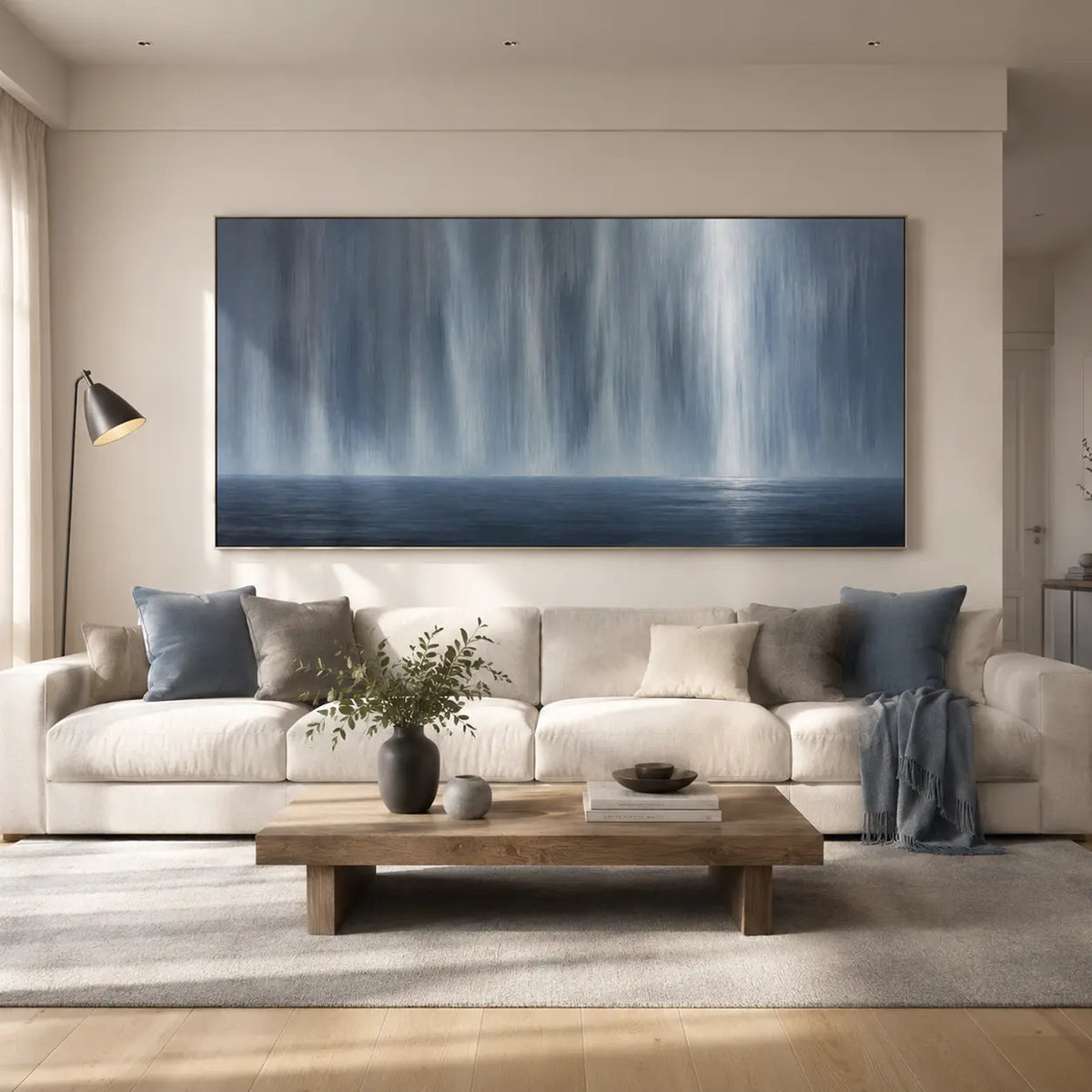 Blue Gray Abstract Seascape Wall Art #TO043