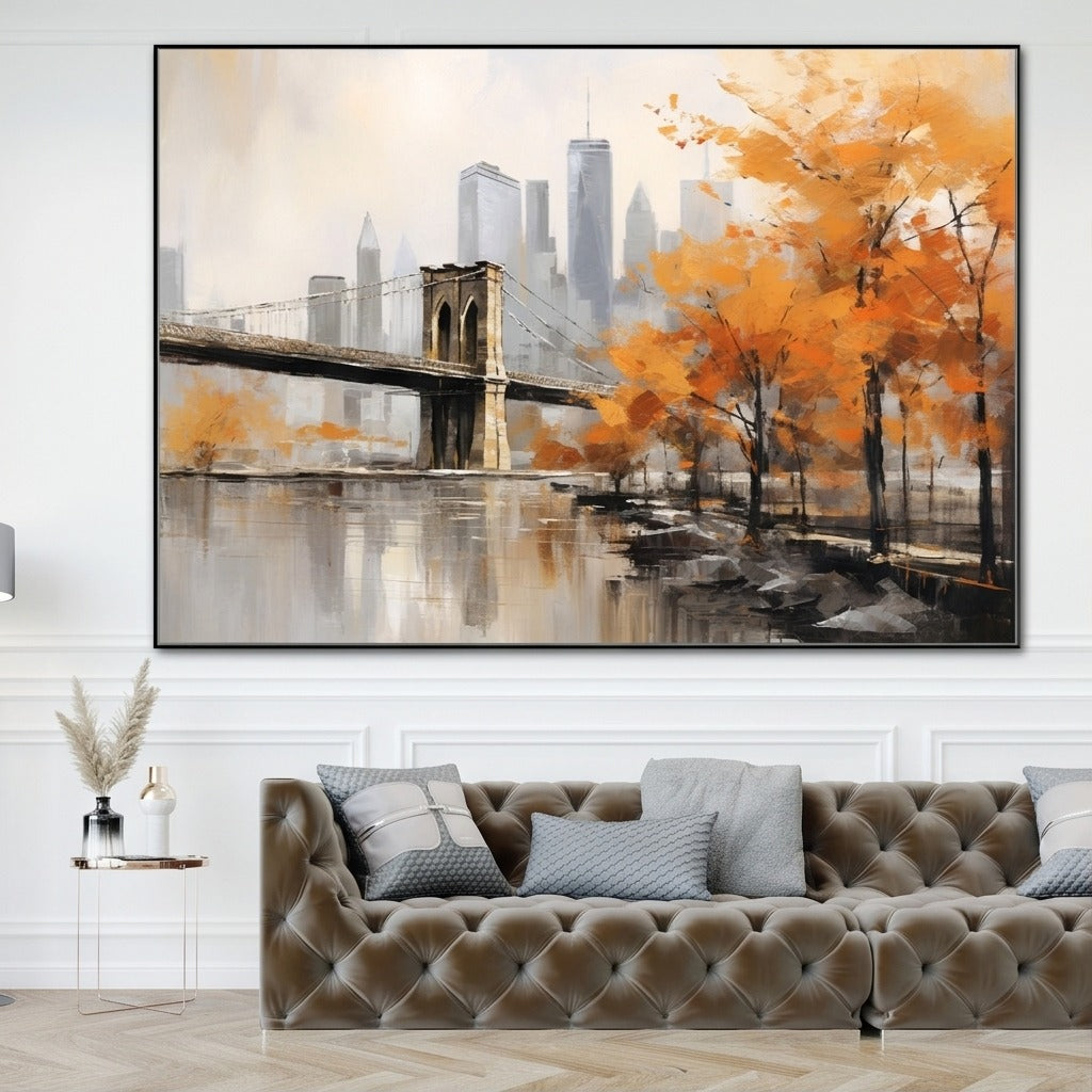 Brooklyn Bridge Cityscape Wall Art #TO180