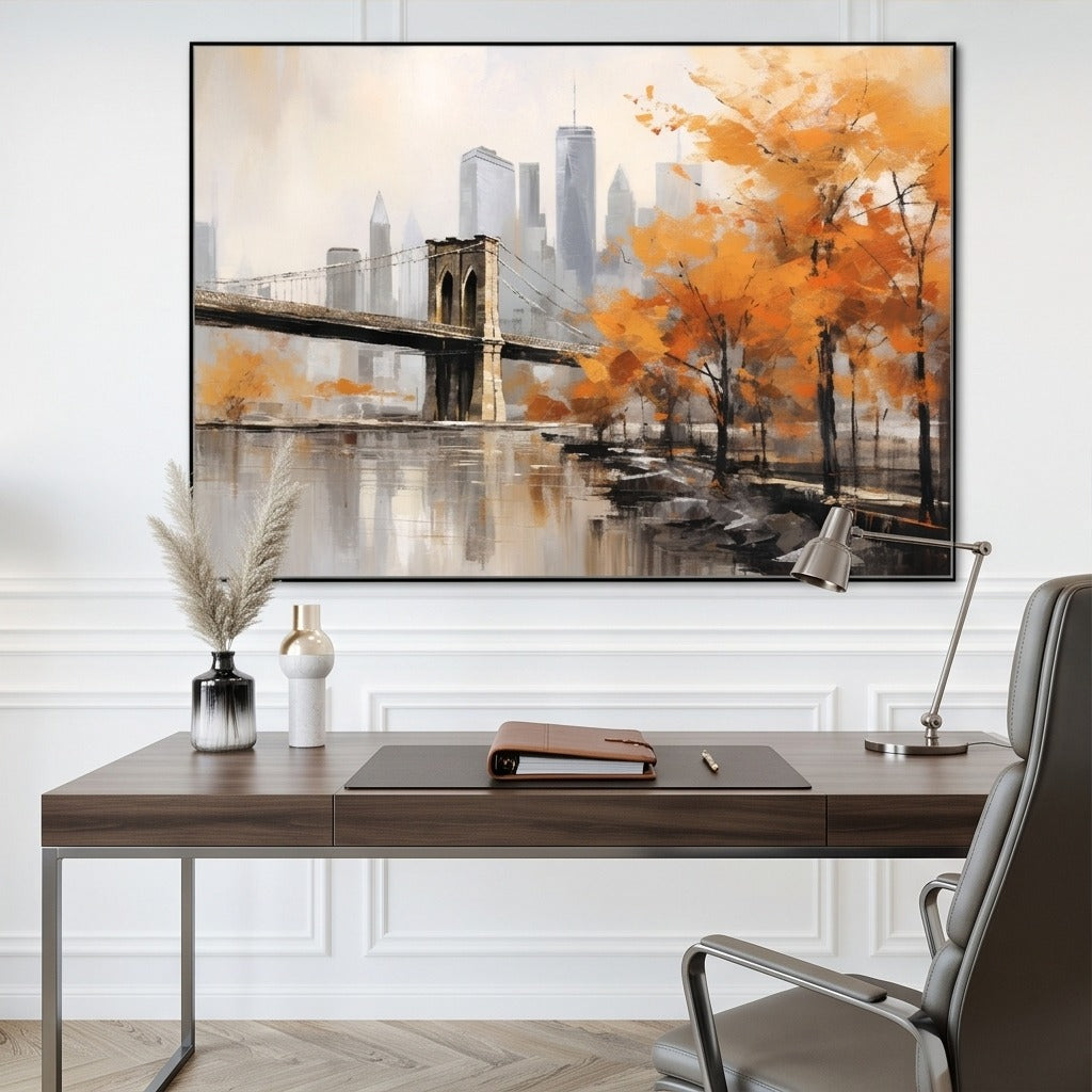Brooklyn Bridge Cityscape Wall Art #TO180