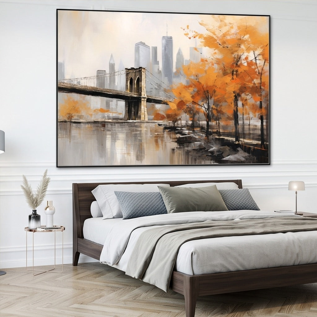 Brooklyn Bridge Cityscape Wall Art #TO180