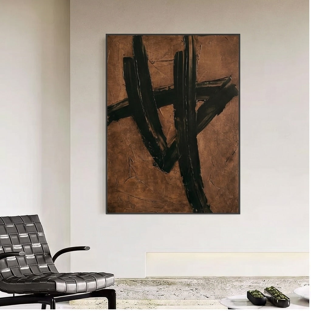 Brown Black Abstract Wall Art #TO129