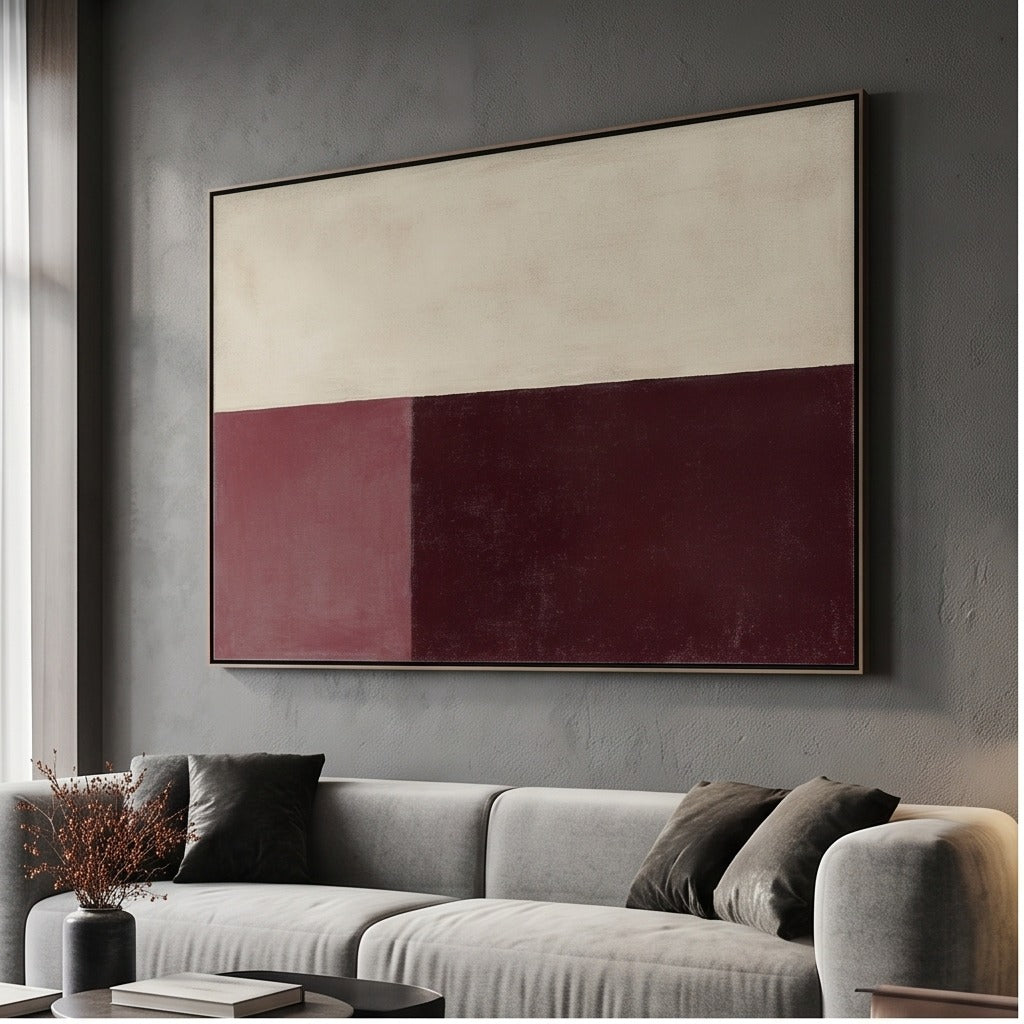 Burgundy Geometric Abstract Wall Art #TO223