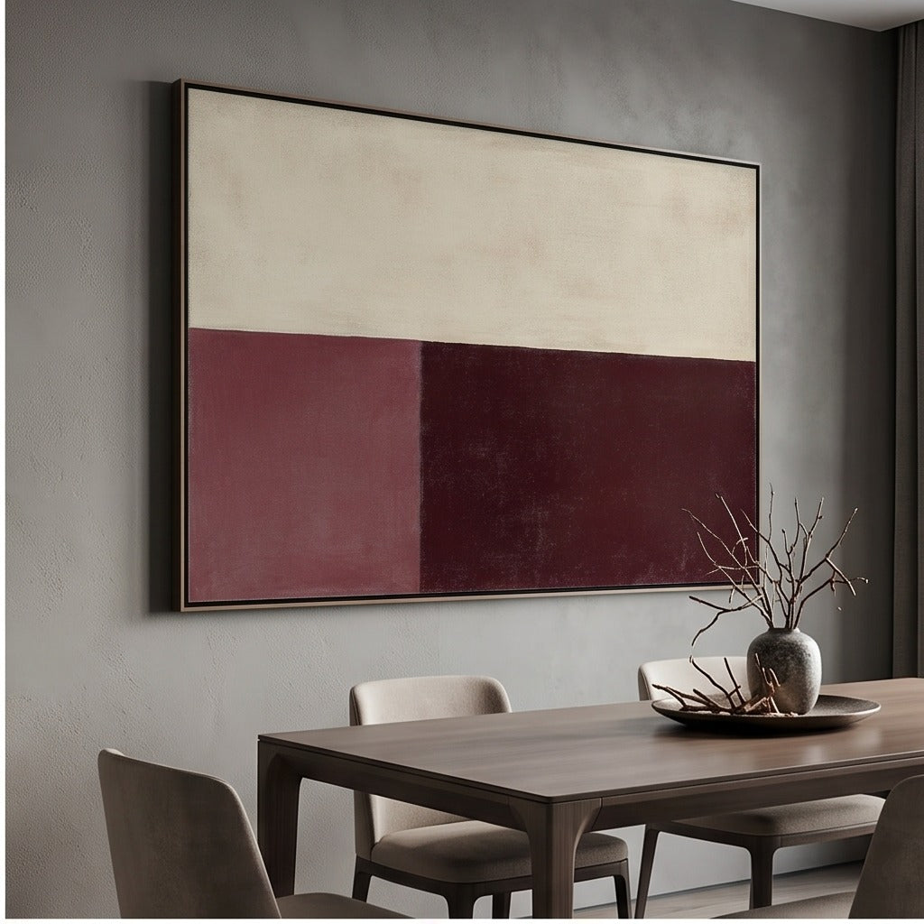 Burgundy Geometric Abstract Wall Art #TO223