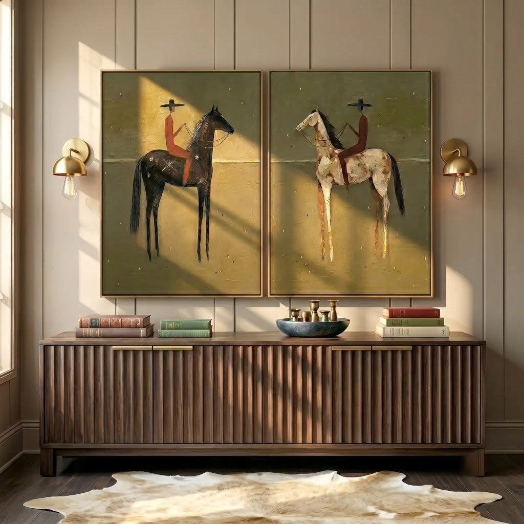 Folk Horse Wall Art Set #MT236