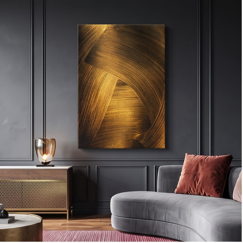Gold & Black Geometric Abstract Wall Art #TO128