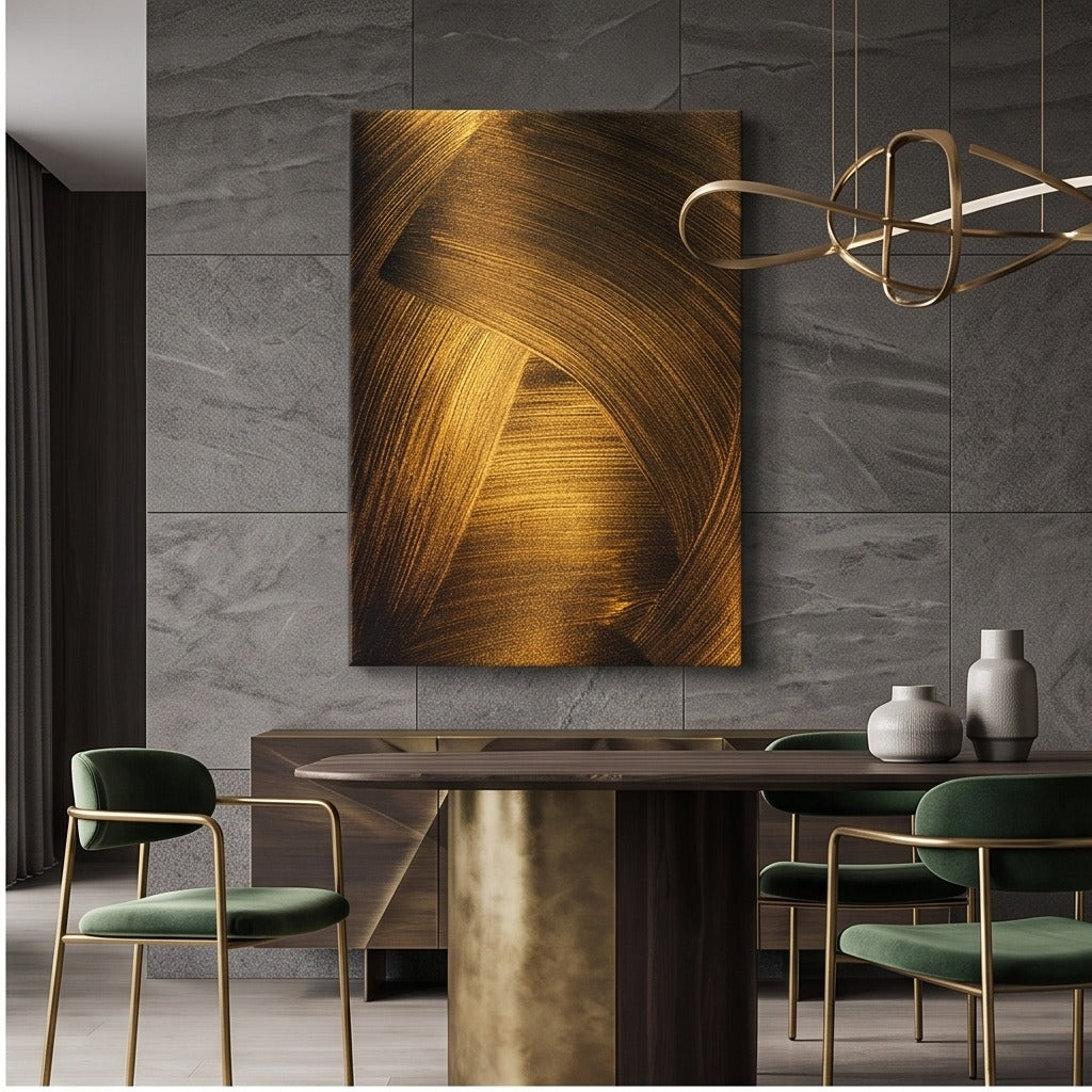 Gold & Black Geometric Abstract Wall Art #TO128