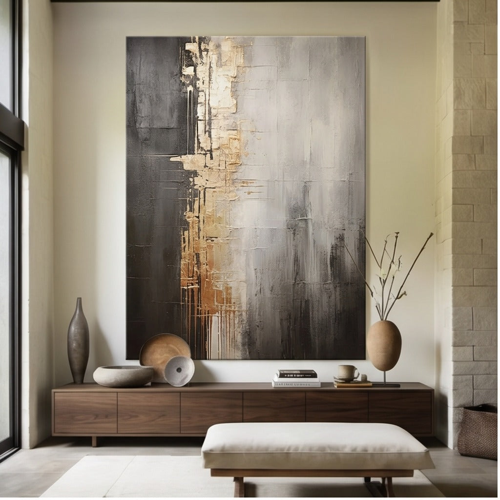 Gray & Gold Abstract Wall Art #TO860