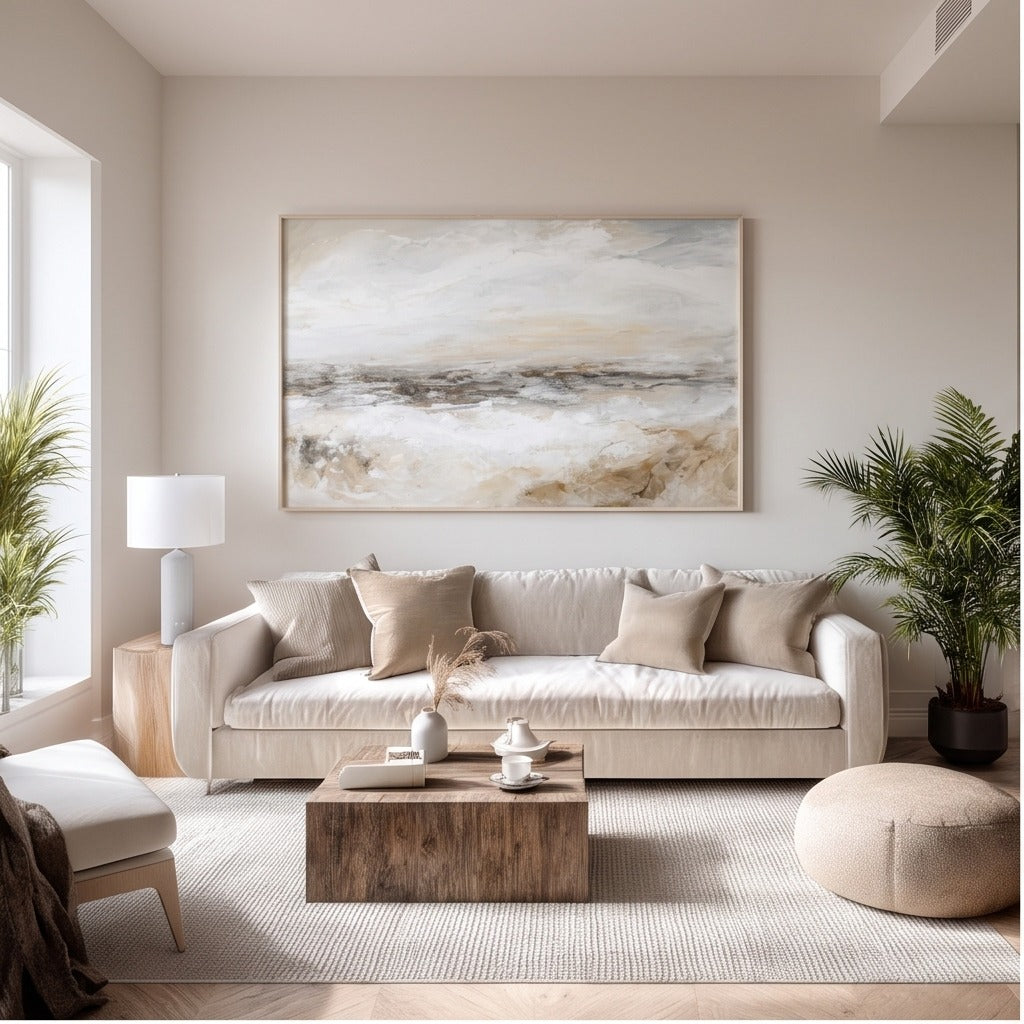 Neutral Abstract Seascape Wall Art #TO249