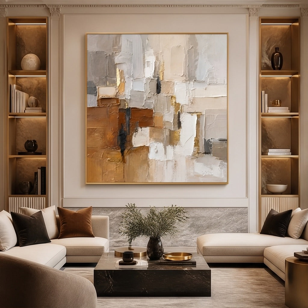 Neutral Geometric Abstract Wall Art #TO193