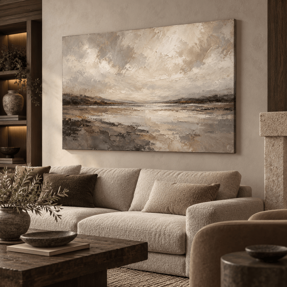 Neutral Abstract Landscape Wall Art #TO188