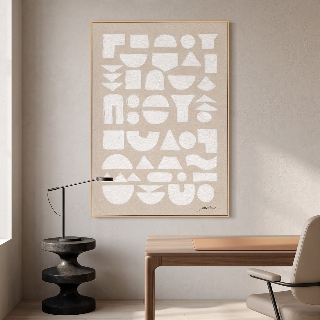Neutral Geometric Abstract Wall Art #TO003