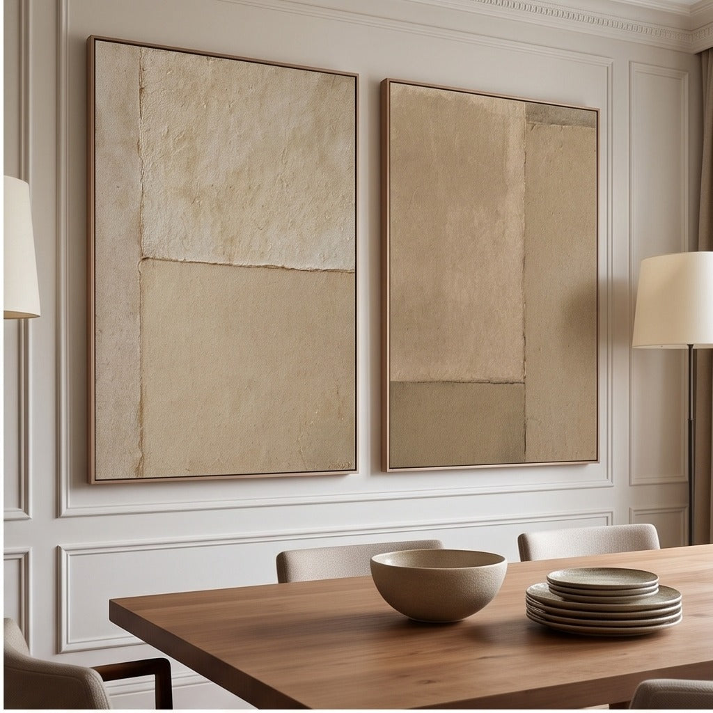 Neutral Geometric Abstract Wall Art Set #TO013