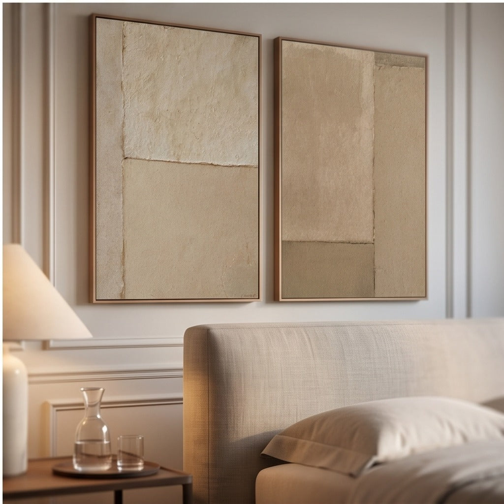 Neutral Geometric Abstract Wall Art Set #TO013