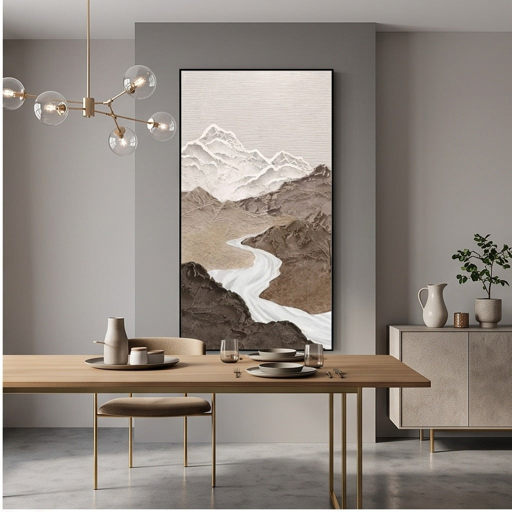 Neutral Mountain Landscape Wall Art #TO551