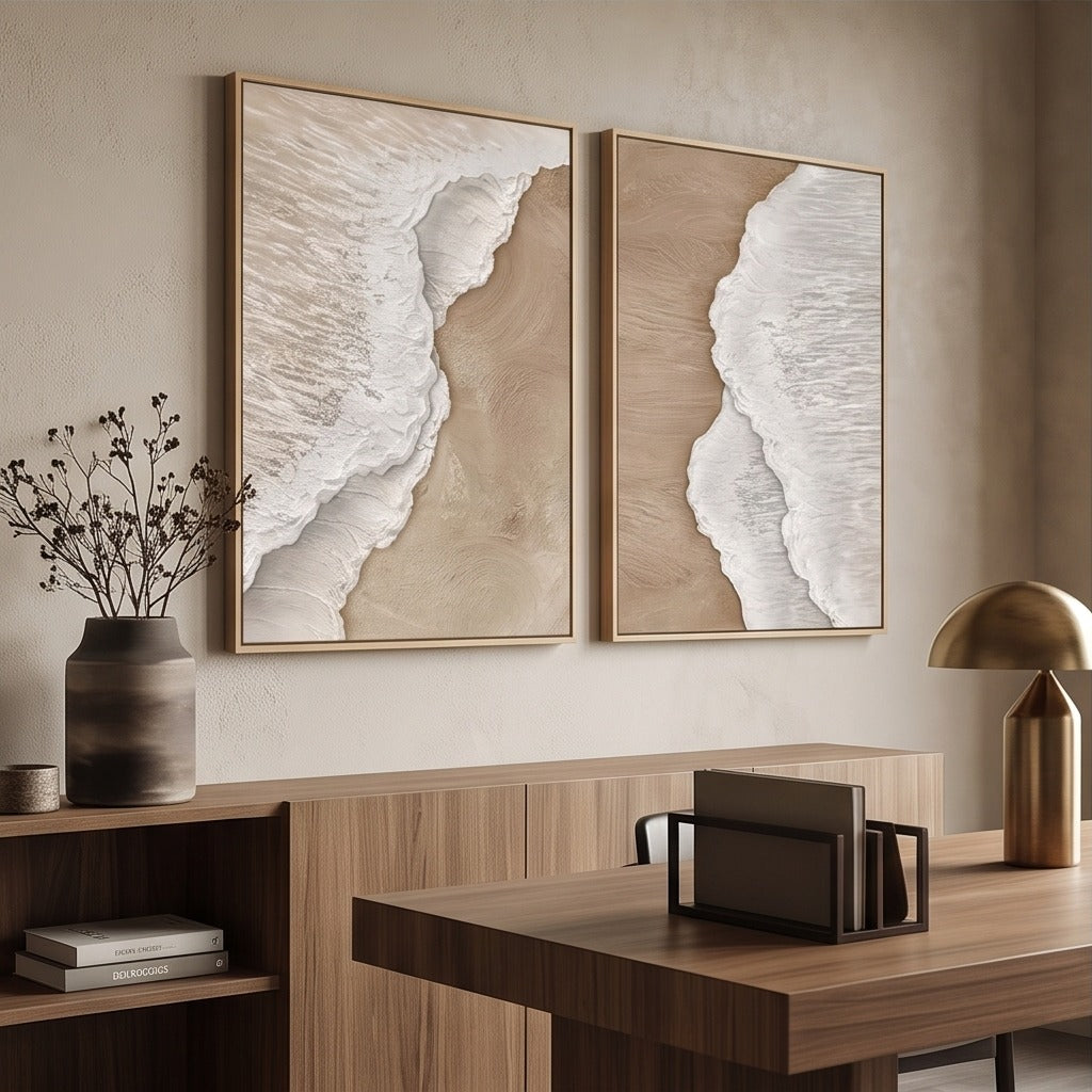 Neutral Textured Coastal Wall Art Set #TO010