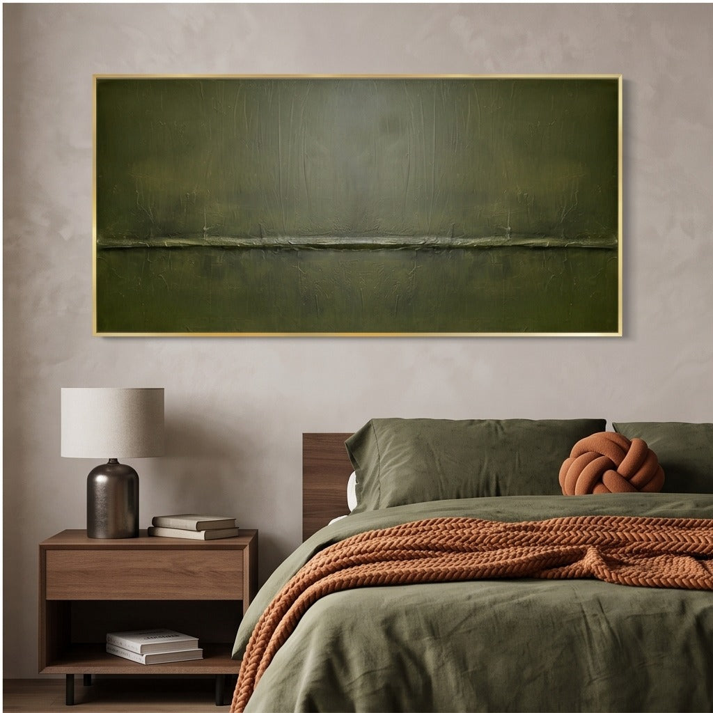 Olive Green Abstract Landscape Wall Art #TO588