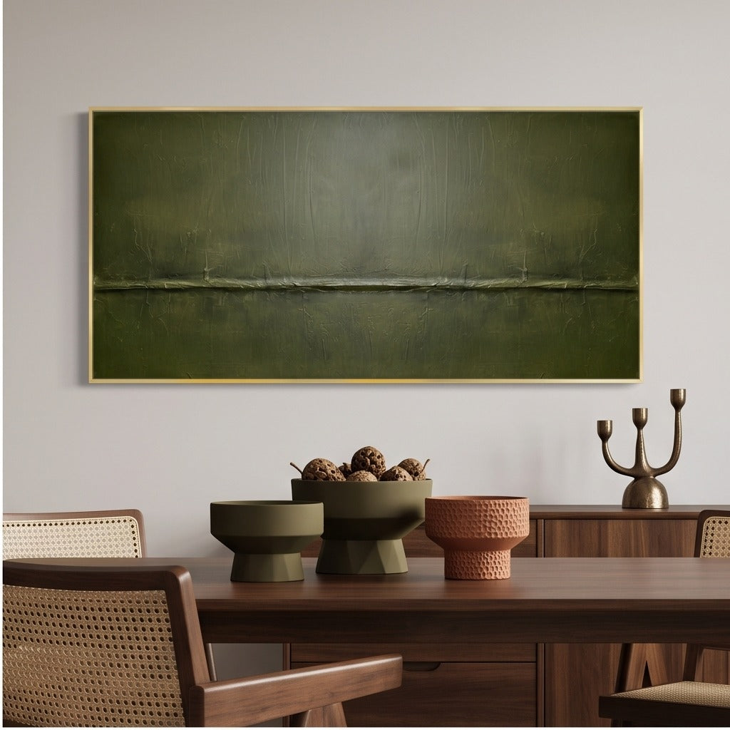 Olive Green Abstract Landscape Wall Art #TO588