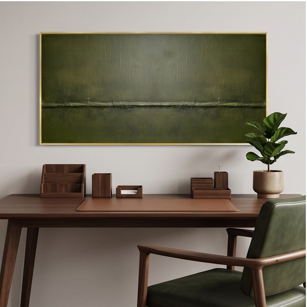 Olive Green Abstract Landscape Wall Art #TO588