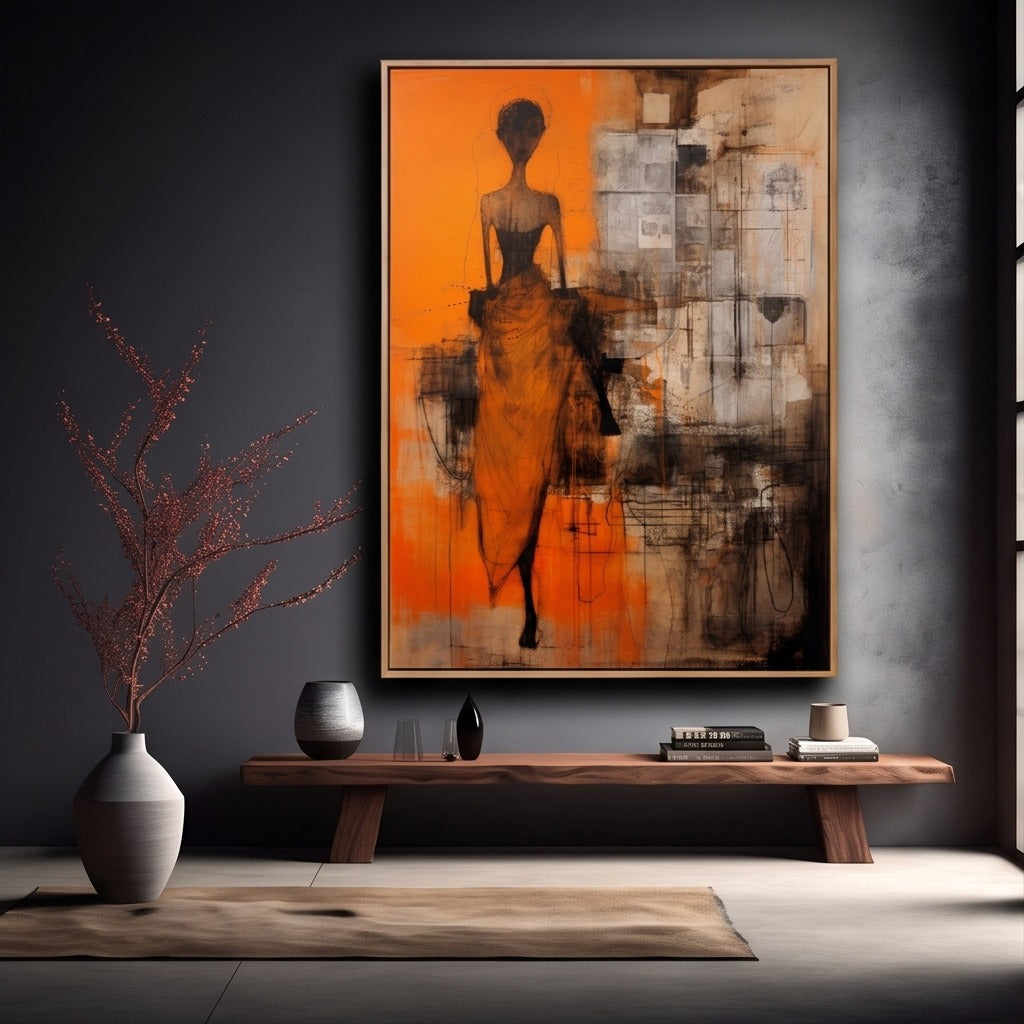 Orange Abstract Figurative Wall Art #TO119