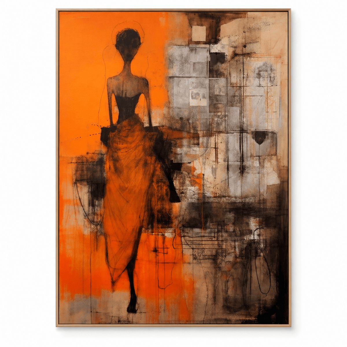 Orange Abstract Figurative Wall Art #TO119