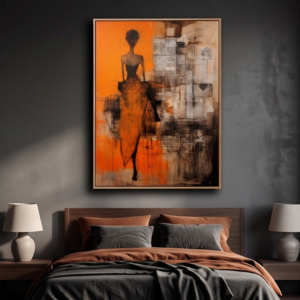 Orange Abstract Figurative Wall Art #TO119